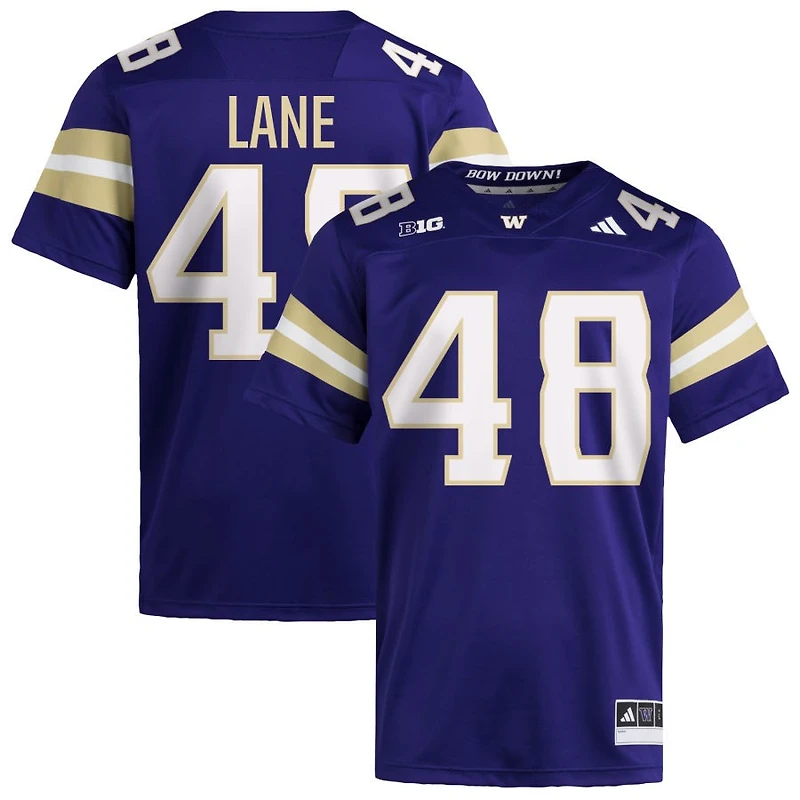 Jacob Lane Men's adidas  Purple Washington Huskies NIL Pick-A-Player Home Premier Football Jersey