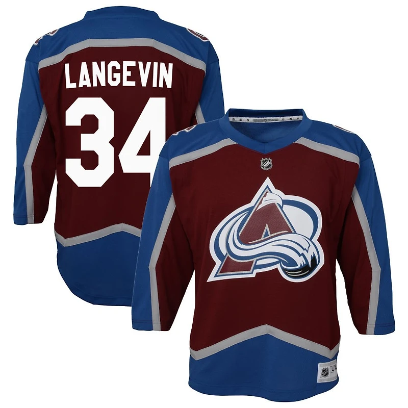 Mathis Langevin Youth Burgundy Colorado Avalanche Home Custom Replica Jersey