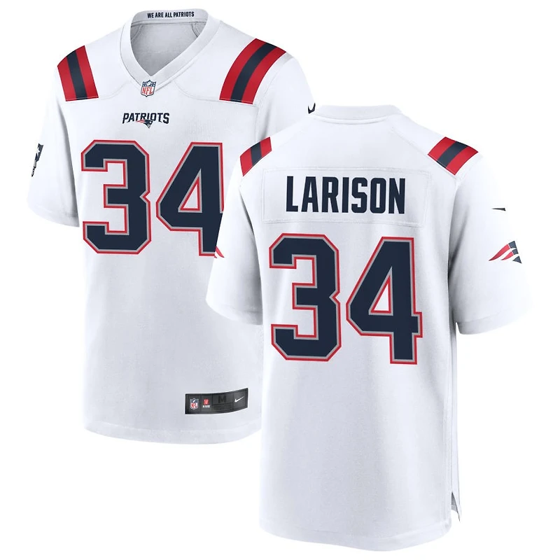Lan Larison Men's Nike White New England Patriots Custom Game Jersey
