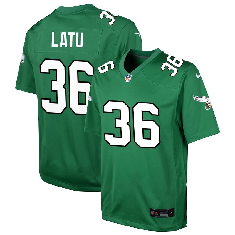 Cameron Latu Youth Nike Kelly Green Philadelphia Eagles Alternate Custom Game Jersey