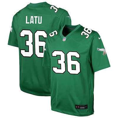 Cameron Latu Youth Nike Kelly Green Philadelphia Eagles Alternate Custom Game Jersey