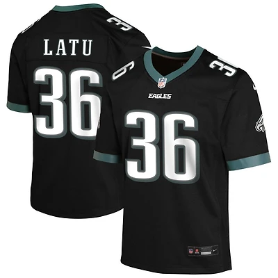 Cameron Latu Youth Nike Black Philadelphia Eagles Alternate Custom Game Jersey