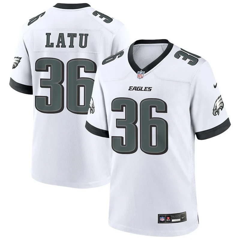 Cameron Latu Men's Nike White Philadelphia Eagles Custom Game Jersey