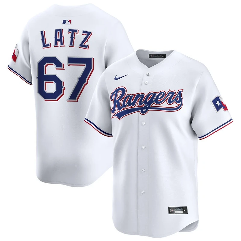Jacob Latz Men's Nike White Texas Rangers Home Limited Custom Jersey