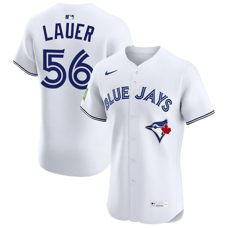 Eric Lauer Men's Nike White Toronto Blue Jays Home Elite Sponsor Patch Custom Jersey