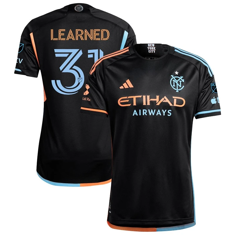Mac Learned Men's adidas Black New York City FC 2024 24/7 Kit Authentic Custom Jersey