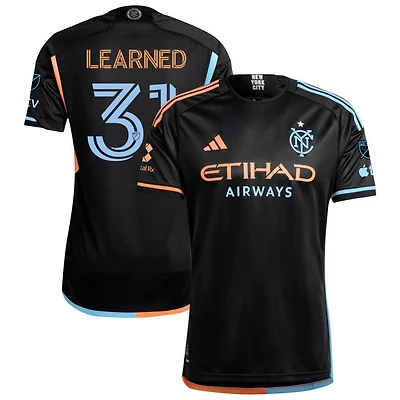Mac Learned Men's adidas  Black New York City FC 2024 24/7 Kit Authentic Custom Jersey