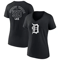 Women's Black Detroit Tigers Monochrome Personalized Name & Number V-Neck T-Shirt