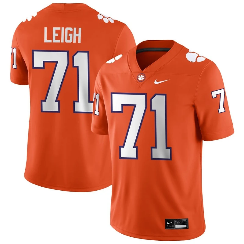 Tristan Leigh Men's Nike Orange Clemson Tigers NIL Pick-A-Player Game Jersey