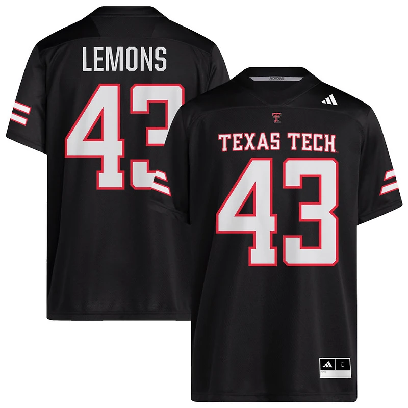 Chris Lemons Men's adidas  Black Texas Tech Red Raiders Alternate Pick-A-Player NIL Replica Football Jersey