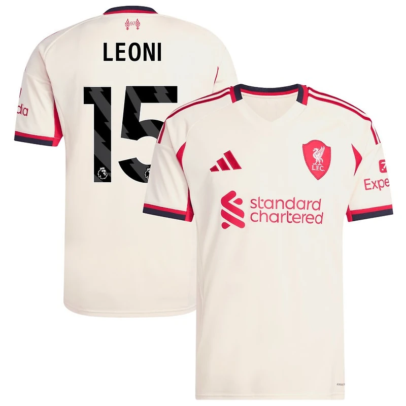 Giovanni Leoni Men's adidas White Liverpool 2025/26 Away Replica Custom Jersey