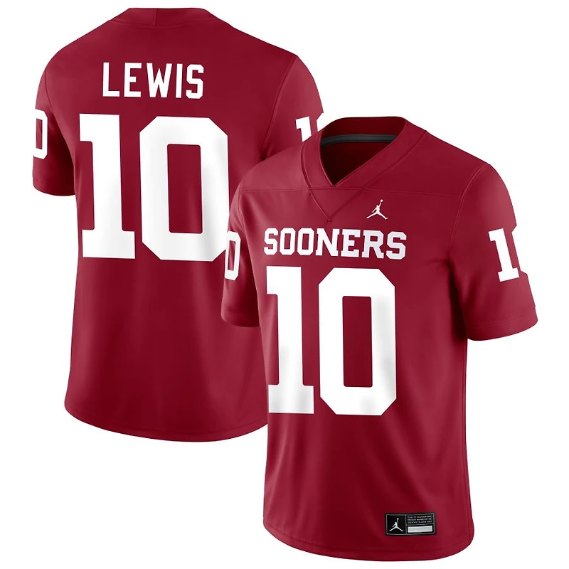 Kip Lewis Men's Jordan Brand Crimson Oklahoma Sooners NIL Pick-A-Player Football Replica Jersey