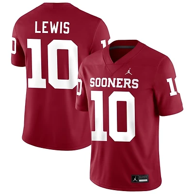 Kip Lewis Men's Jordan Brand Crimson Oklahoma Sooners NIL Pick-A-Player Football Replica Jersey