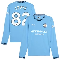 Rico Lewis Men's Puma Light Blue Manchester City 2024/25 Home Replica Long Sleeve Custom Jersey