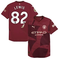 Rico Lewis Men's Puma  Burgundy Manchester City 2024/25 Third Authentic Custom Jersey