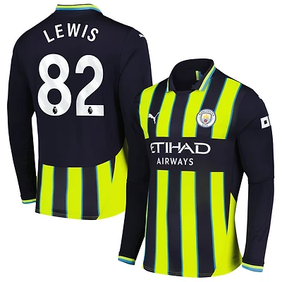 Rico Lewis Men's Puma Navy Manchester City 2024/25 Away Replica Long Sleeve Custom Jersey