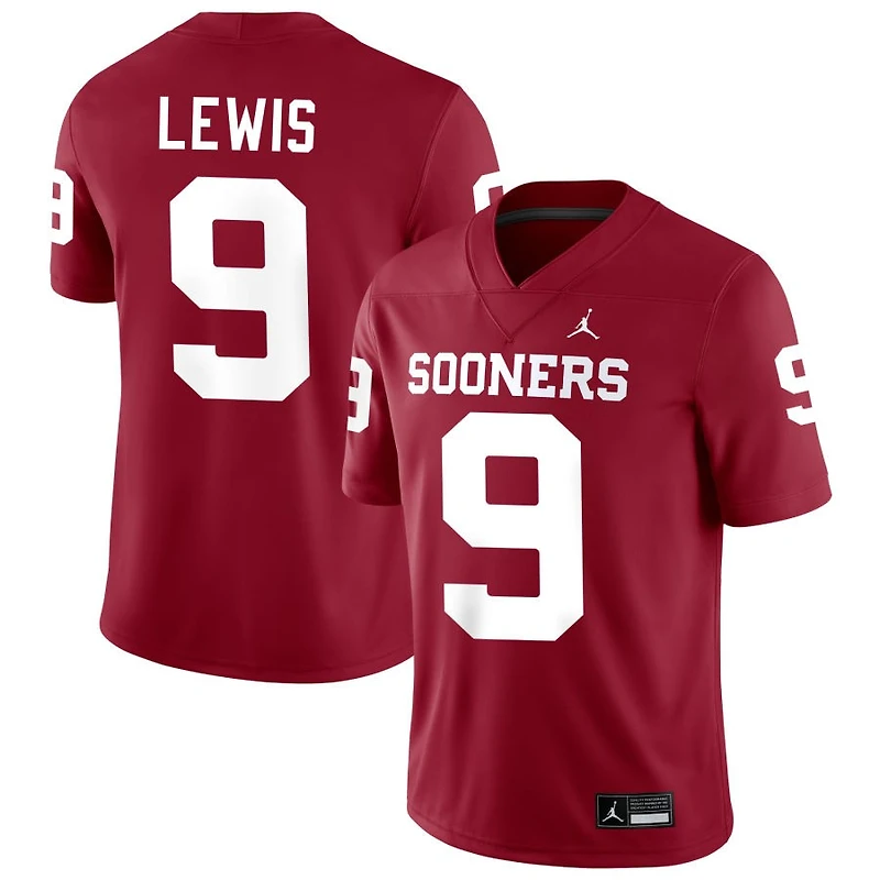 Keontez Lewis Men's Jordan Brand Crimson Oklahoma Sooners NIL Pick-A-Player Football Replica Jersey