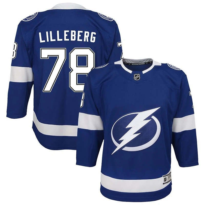 Emil Lilleberg Youth Blue Tampa Bay Lightning Home Custom Premier Jersey