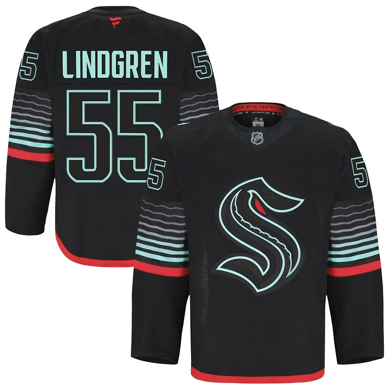 Ryan Lindgren Men's Fanatics Black Seattle Kraken Alternate Authentic Pro Custom Jersey