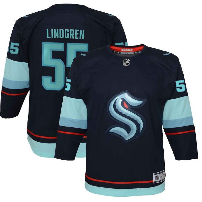 Ryan Lindgren Youth Navy Seattle Kraken Home Premier Custom Jersey