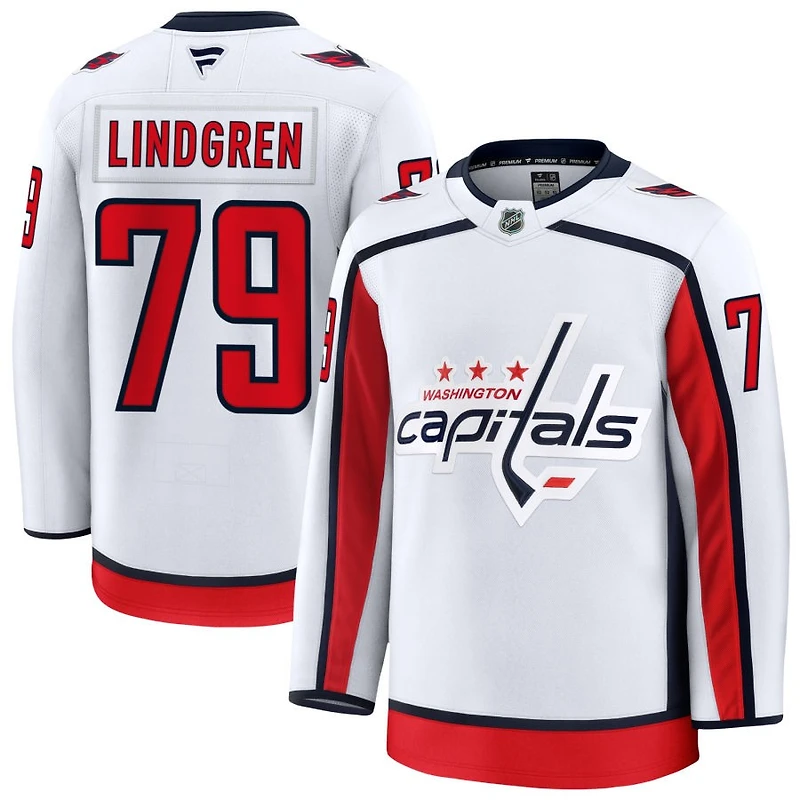 Charlie Lindgren Men's Fanatics White Washington Capitals Away Premium Custom Jersey