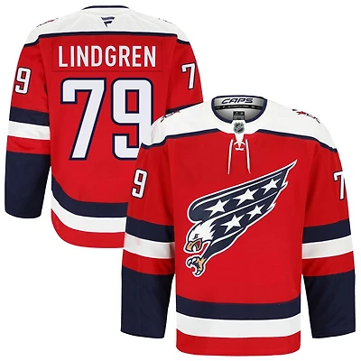 Charlie Lindgren Men's Fanatics Red Washington Capitals Alternate Authentic Pro Custom Jersey
