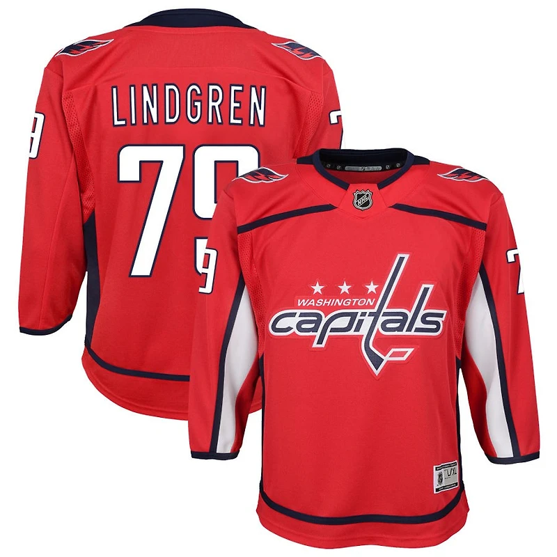 Charlie Lindgren Youth Red Washington Capitals Home Custom Premier Jersey