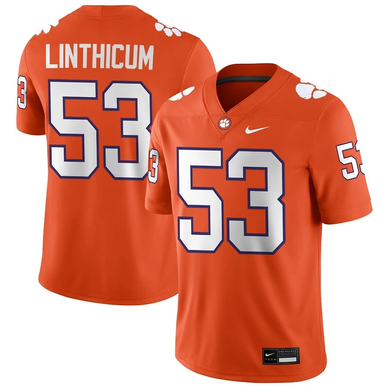 Ryan Linthicum Men's Nike Orange Clemson Tigers NIL Pick-A-Player Game Jersey