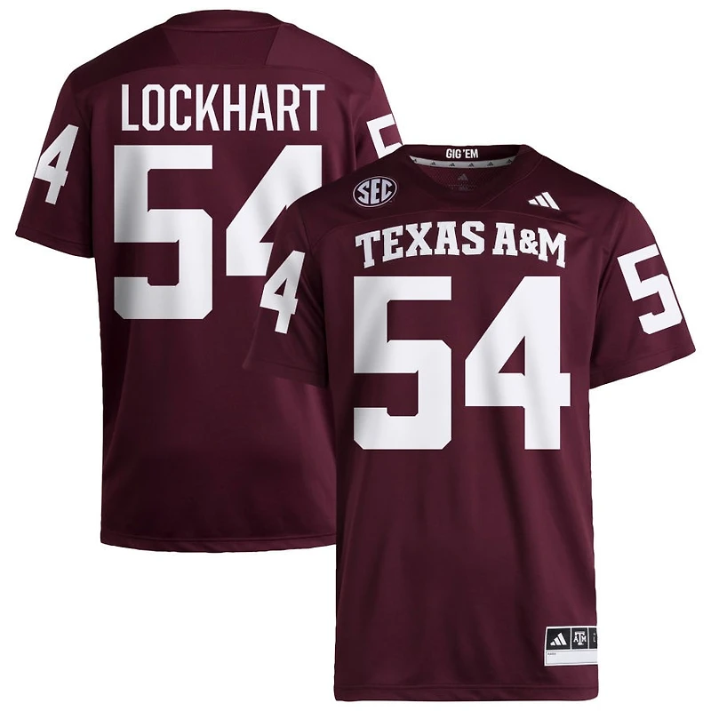 Jordan Lockhart Men's adidas  Maroon Texas A&M Aggies NIL Pick-A-Player Home Premier Football Jersey