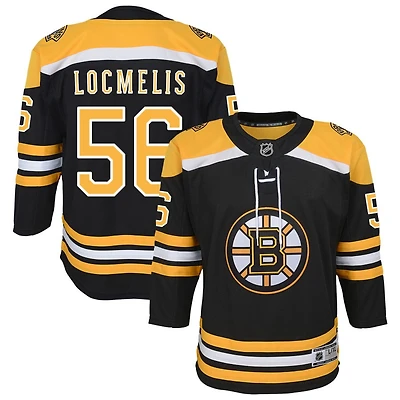 Dans Locmelis Youth Black Boston Bruins Home Custom Premier Jersey