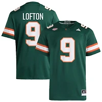 Elija Lofton Men's adidas  Green Miami Hurricanes NIL Pick-A-Player Alternate Premier Football Jersey