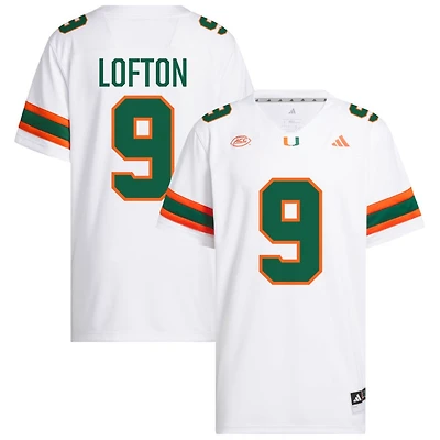 Elija Lofton Men's adidas  White Miami Hurricanes NIL Pick-A-Player White Premier Football Jersey