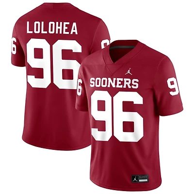 Siolaa Lolohea Men's Jordan Brand Crimson Oklahoma Sooners NIL Pick-A-Player Football Replica Jersey