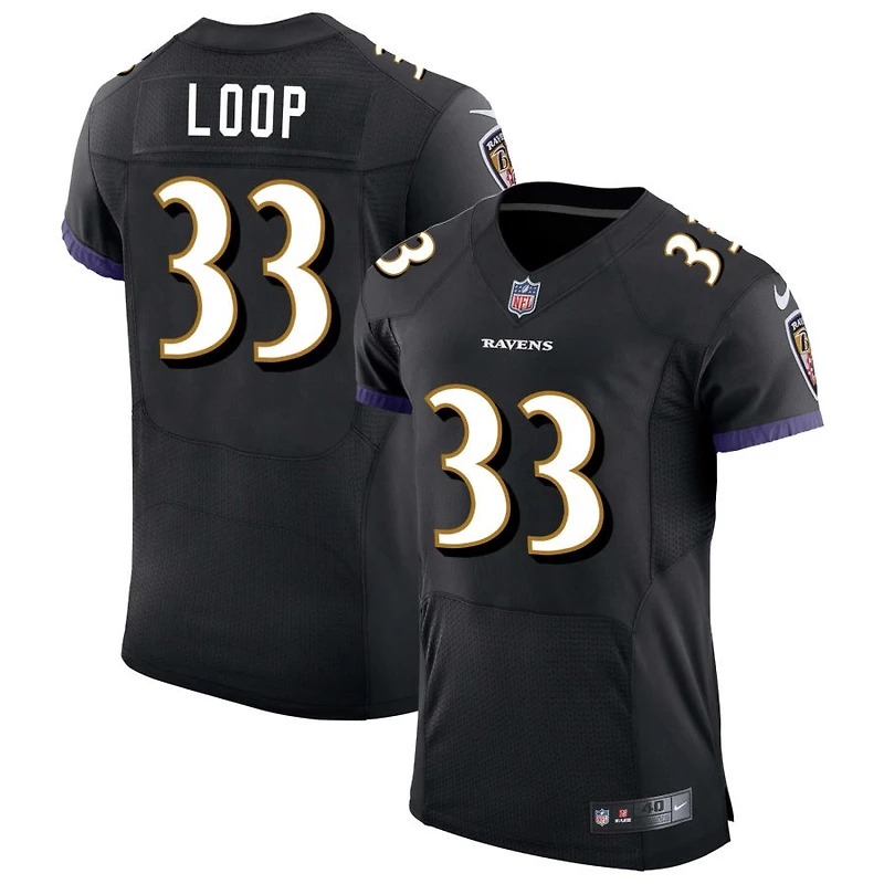 Tyler Loop Men's Nike Black Baltimore Ravens Speed Machine Elite Custom Jersey