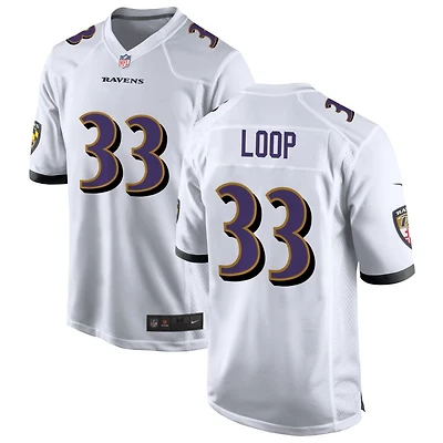 Tyler Loop Men's Nike White Baltimore Ravens Custom Game Jersey