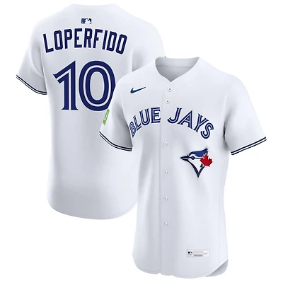 Joey Loperfido Men's Nike White Toronto Blue Jays Home Elite Sponsor Patch Custom Jersey