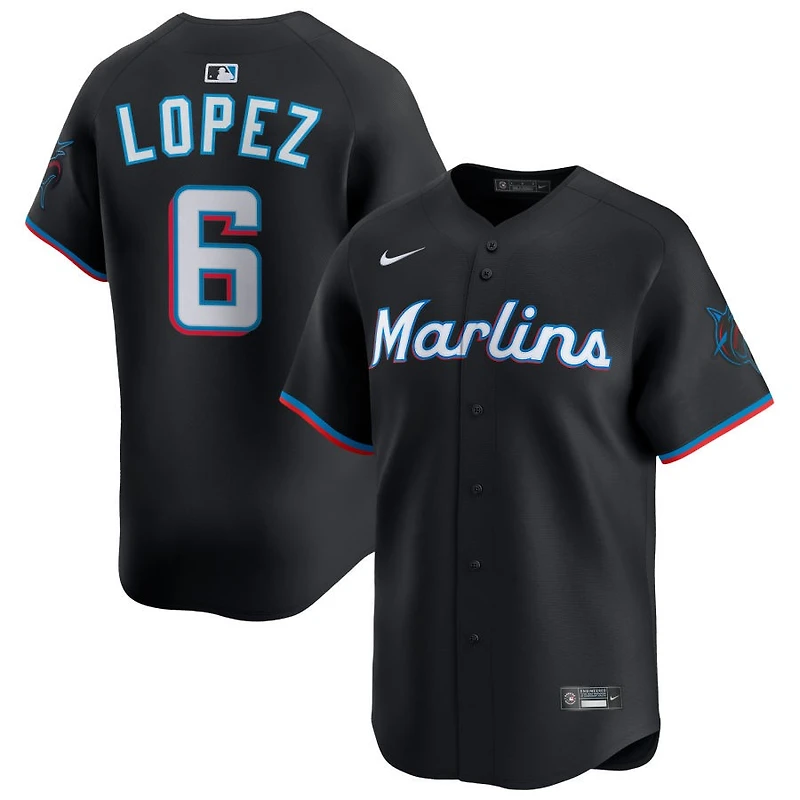 Otto Lopez Men's Nike Black Miami Marlins Alternate Limited Custom Jersey