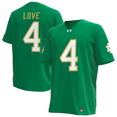 Jeremiyah Love Men's Under Armour Kelly Green Notre Dame Fighting Irish Alternate NIL Pick-A-Player Replica Football Jersey