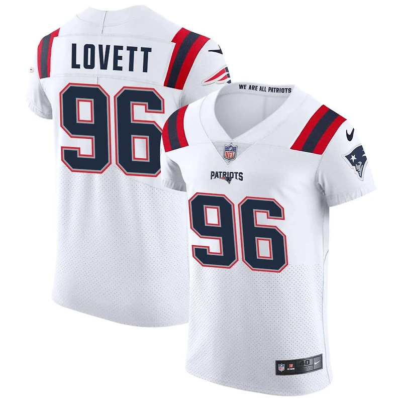 Fabien Lovett Men's Nike White New England Patriots Vapor Elite Custom Jersey