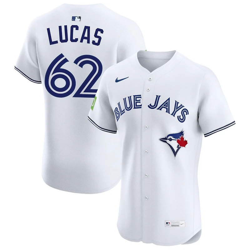 Easton Lucas Men's Nike White Toronto Blue Jays Home Elite Sponsor Patch Custom Jersey