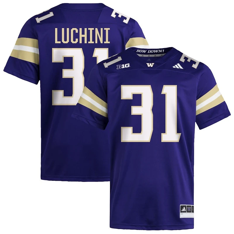 Luke Luchini Men's adidas  Purple Washington Huskies NIL Pick-A-Player Home Premier Football Jersey