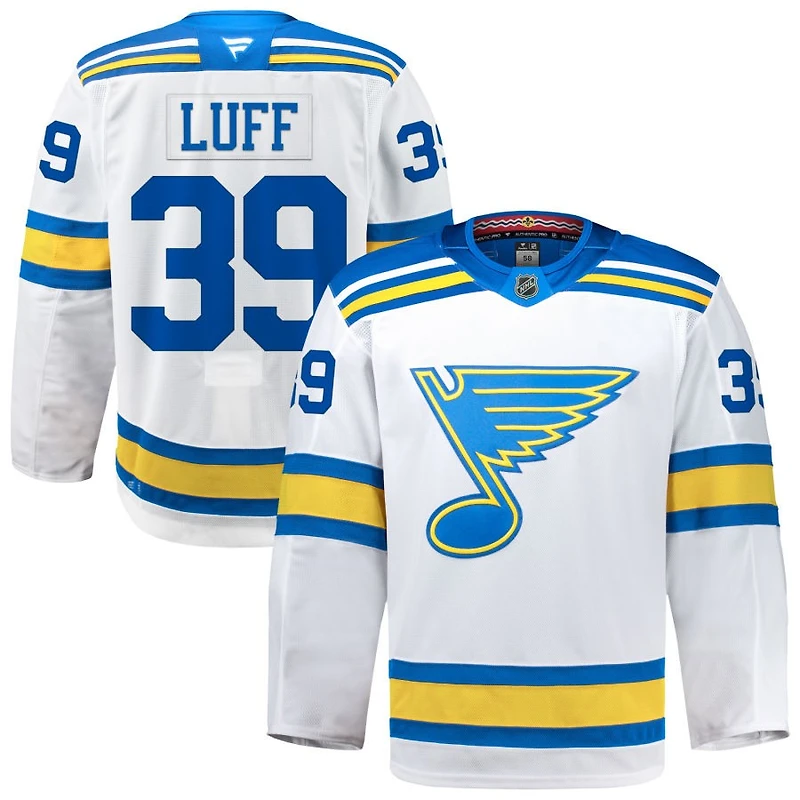 Matt Luff Men's Fanatics White St. Louis Blues Away Authentic Pro Custom Jersey