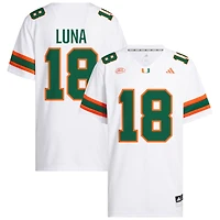 Riply Luna Men's adidas  White Miami Hurricanes NIL Pick-A-Player White Premier Football Jersey
