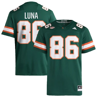 Kolby Luna Men's adidas  Green Miami Hurricanes NIL Pick-A-Player Alternate Premier Football Jersey