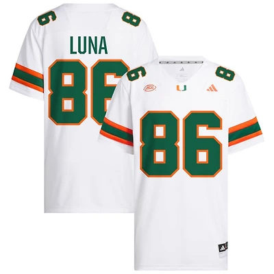 Kolby Luna Men's adidas  White Miami Hurricanes NIL Pick-A-Player White Premier Football Jersey