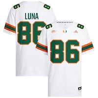Kolby Luna Men's adidas  White Miami Hurricanes NIL Pick-A-Player White Premier Football Jersey