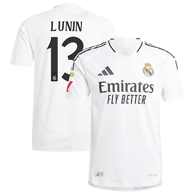 Andriy Lunin Men's adidas  White Real Madrid 2024/25 Home Authentic Custom Jersey