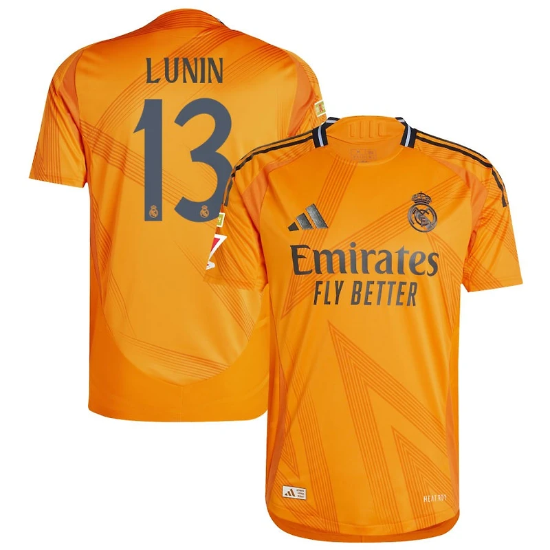 Andriy Lunin Men's adidas  Orange Real Madrid 2024/25 Away Authentic Custom Jersey