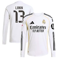 Andriy Lunin Men's adidas White Real Madrid 2025/26 Home Authentic Long Sleeve Custom Jersey