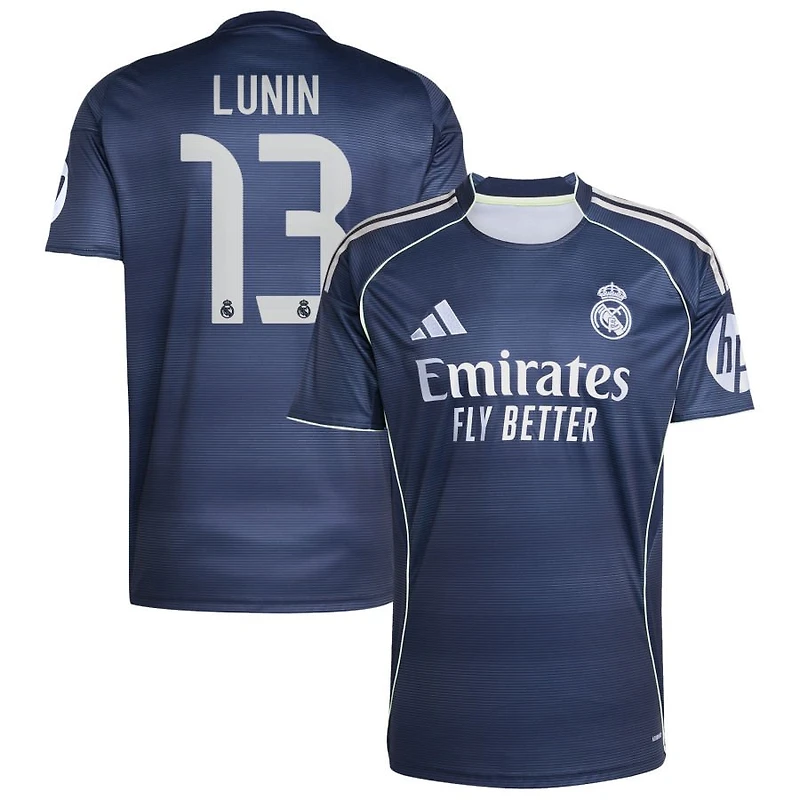 Andriy Lunin Men's adidas Blue Real Madrid 2025/26 Away Replica Custom Jersey